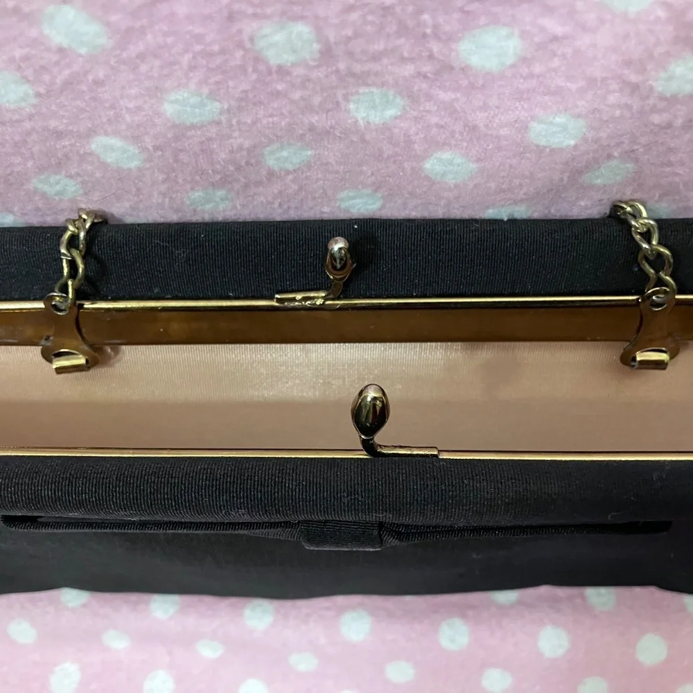 Vintage black clutch - gold clasp